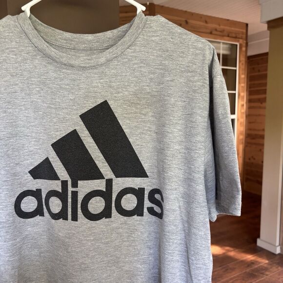 Adidas Golf T-Shirt Men L Logo Heather Gray Athletic Classic Short Sleeve Soft - Picture 3 of 5